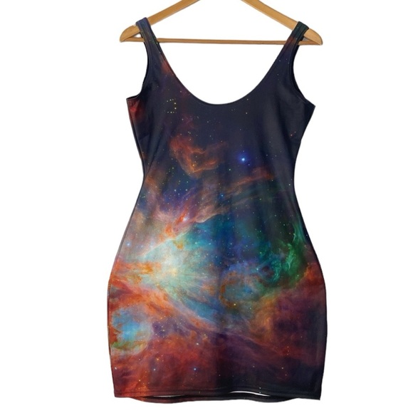 Blackmilk Dresses & Skirts - Blackmilk Rainbow Galaxy Dress Women’s Large Sleeveless Scoop Neck Bodycon Mini